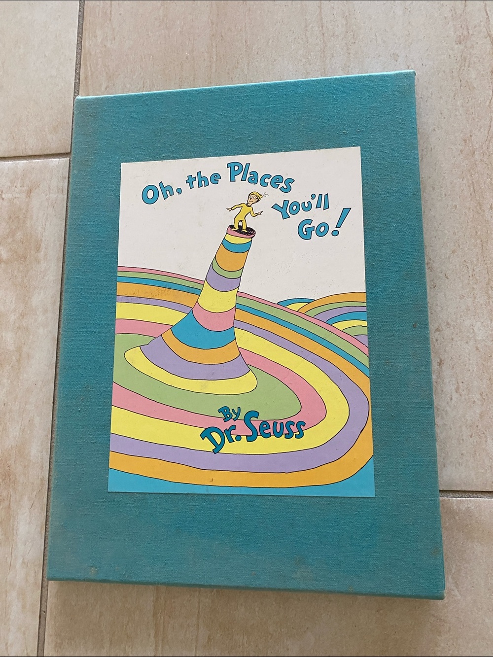Dr. Seuss Teal Illustrated Kids Book Cover with Multicolor Swirls